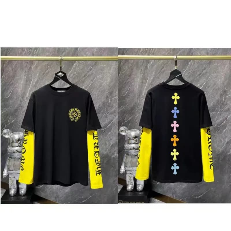 Chrome Hearts Long Sleeve Tee Stay Fast Graphic — 8692 black and yellow