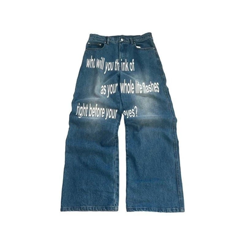 Off-White Printed Jeans Poem Print — 蓝色2