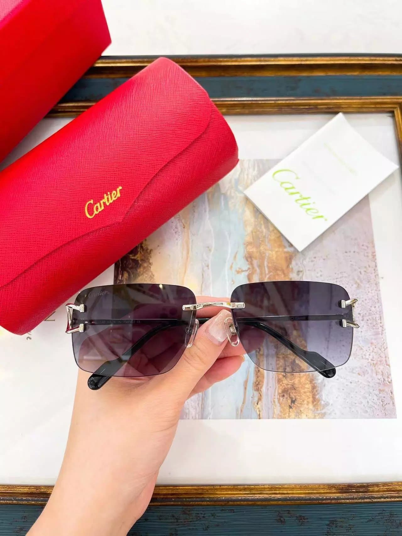 Cartier Sunglasses Rectangular Rimless — G款