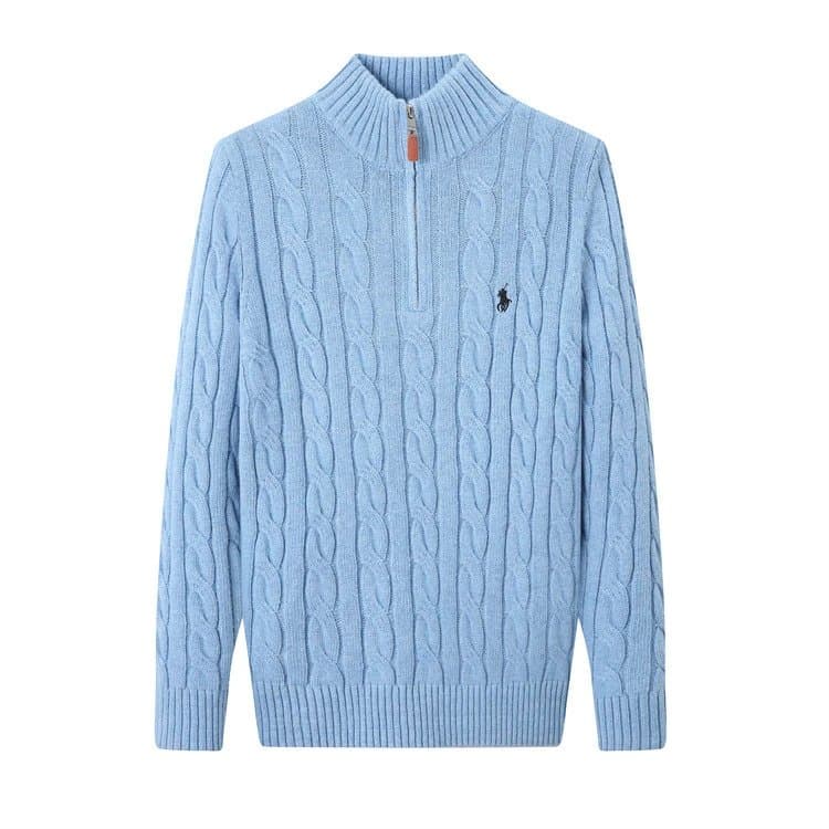 Polo Ralph Lauren Cable Knit Sweater Half-Zip — 毛衣半拉链雾蓝色黑标