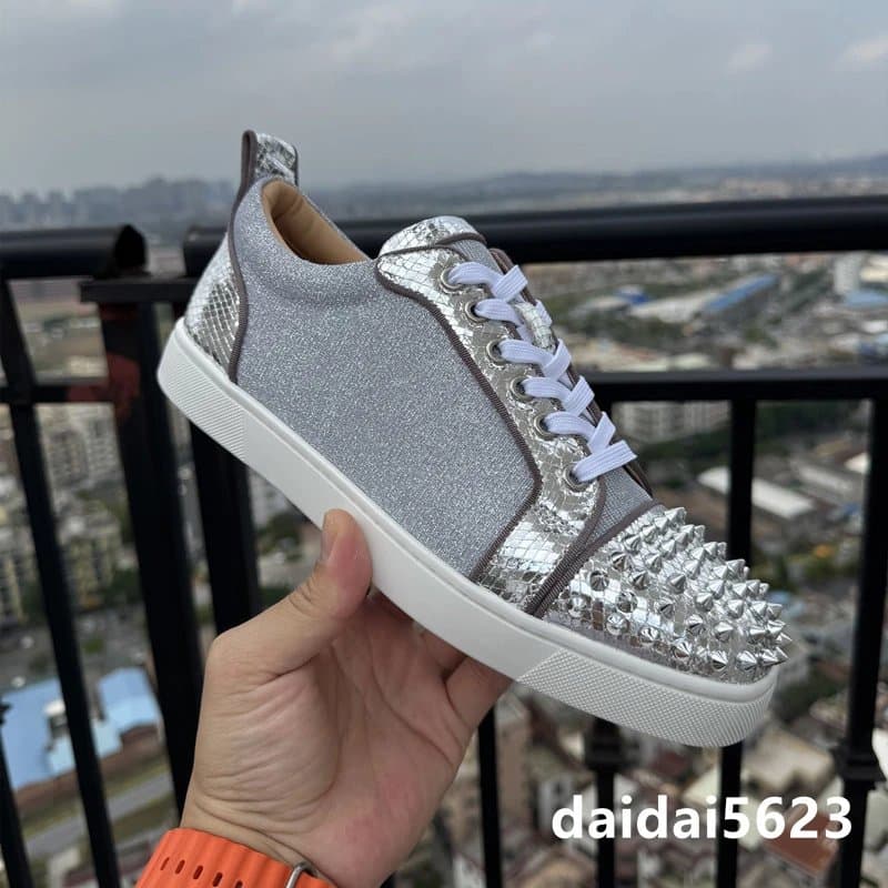 Christian Louboutin Louis Junior Spikes Metallic Silver