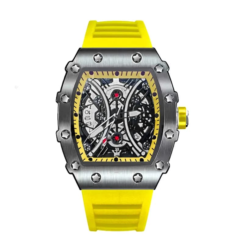 Richard Mille RM 011 Sapphire Dial with Blue Rubber Strap — bright yellow