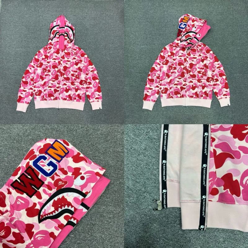 BAPE Shark Hoodie Pink Camo
