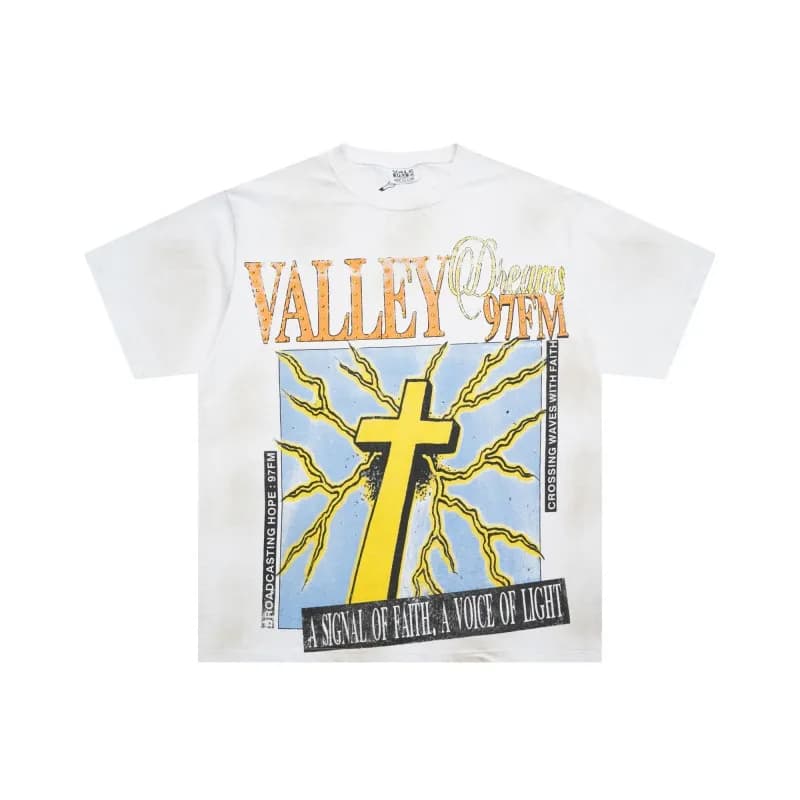 Vale Forever Valley Shorts Distressed Logo Print — V571-白色