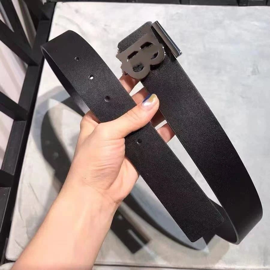 Balenciaga Logo Belt Embossed Monogram — 左黑平纹枪扣