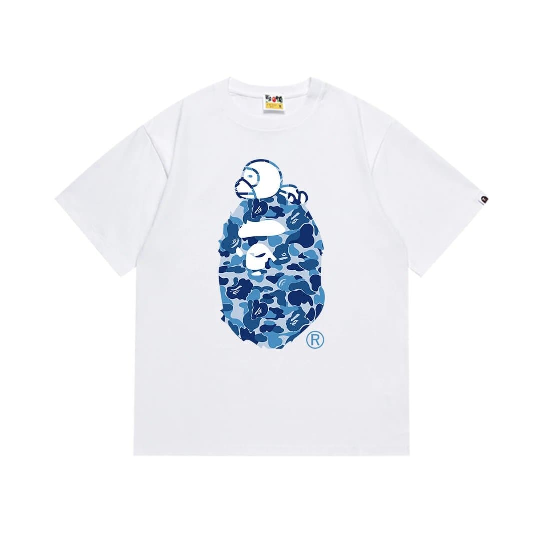 BAPE Ape Head Tee Multi-Camo Patchwork — 146白蓝