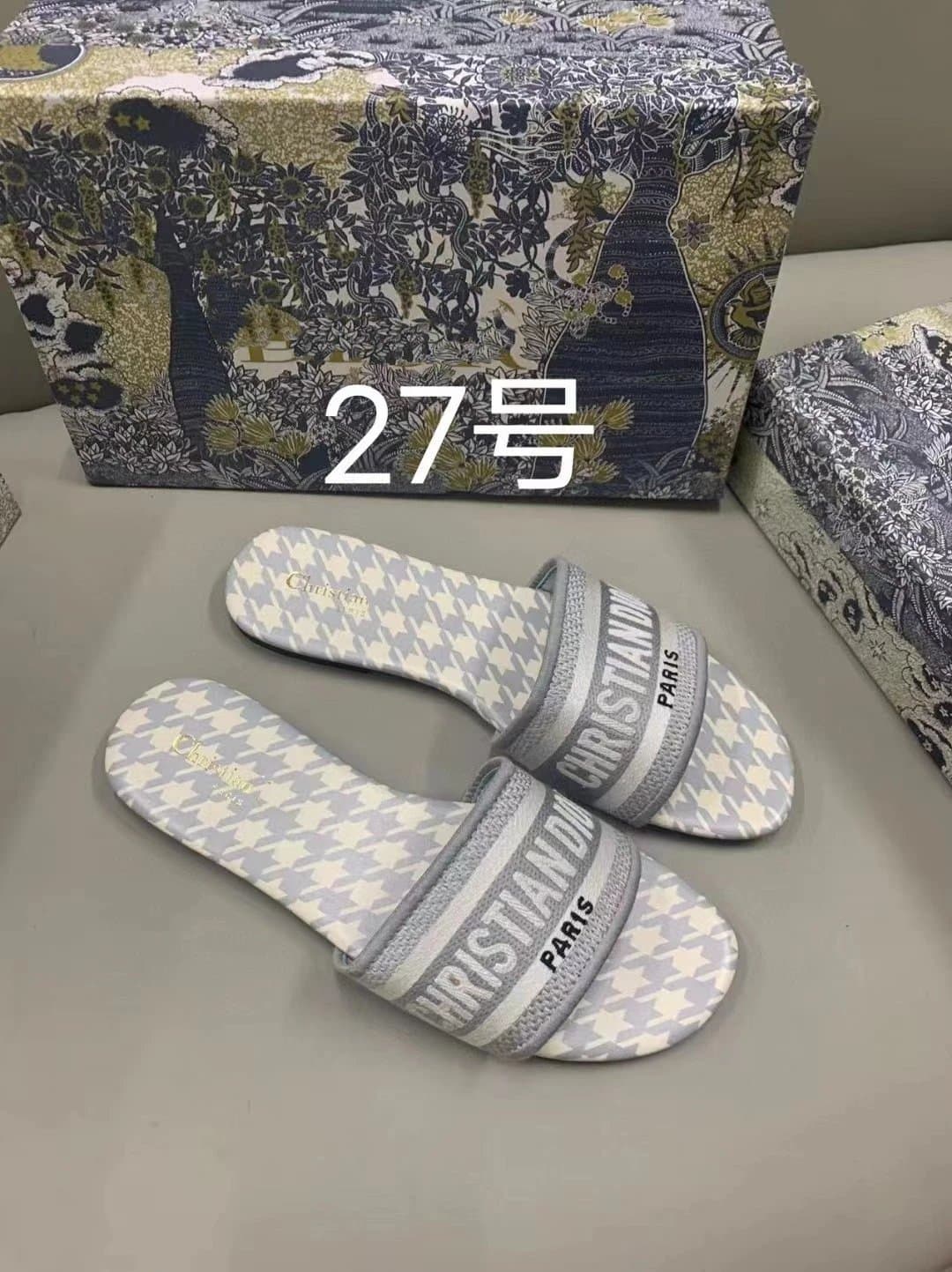 Dior Slide Sandal Oblique Logo Strap — 9