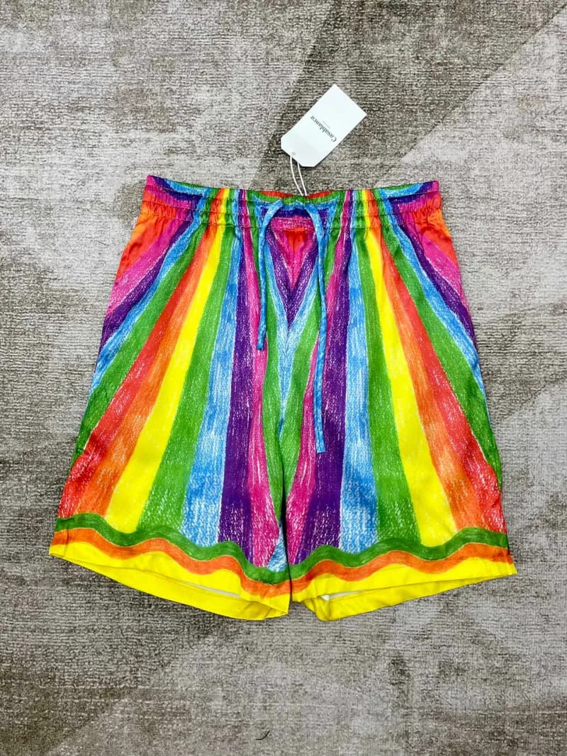 Comme des Garçons Drawstring Shorts Rainbow Stripe