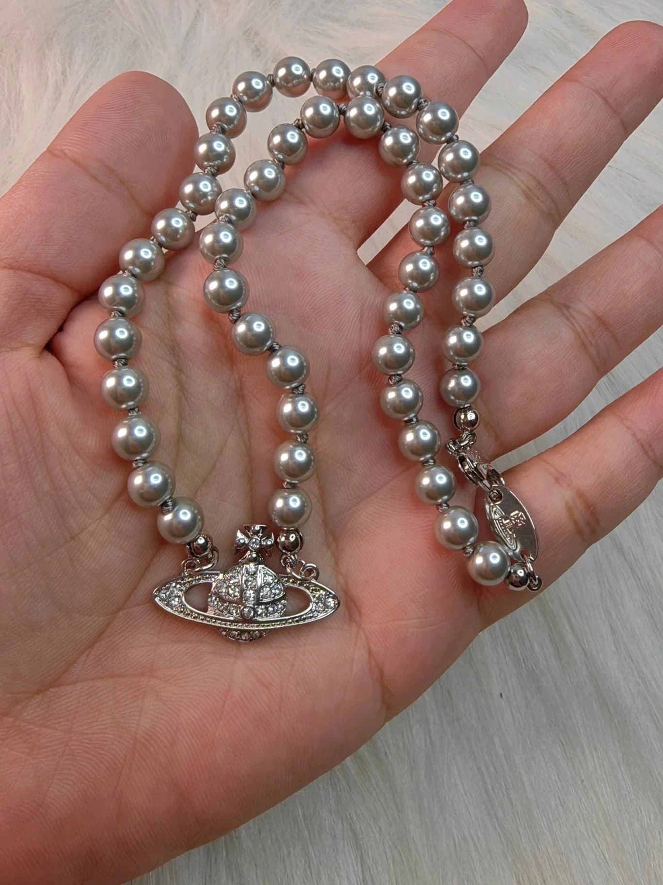 Vivienne Westwood Pearl Necklace Crystal Orb Pendant