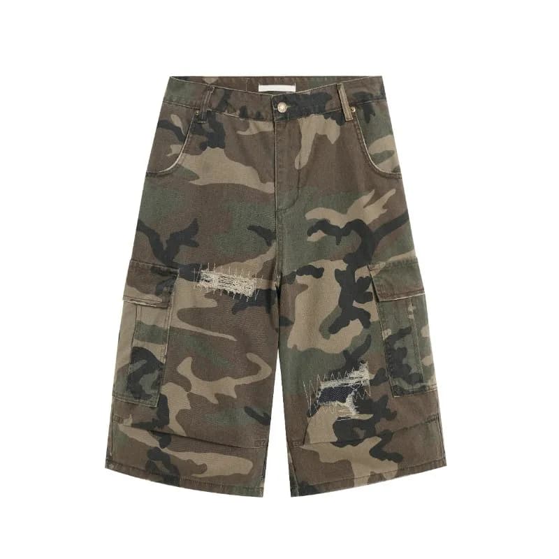 Givenchy Denim Shorts Floral-Print Acid Wash — 迷彩N1096
