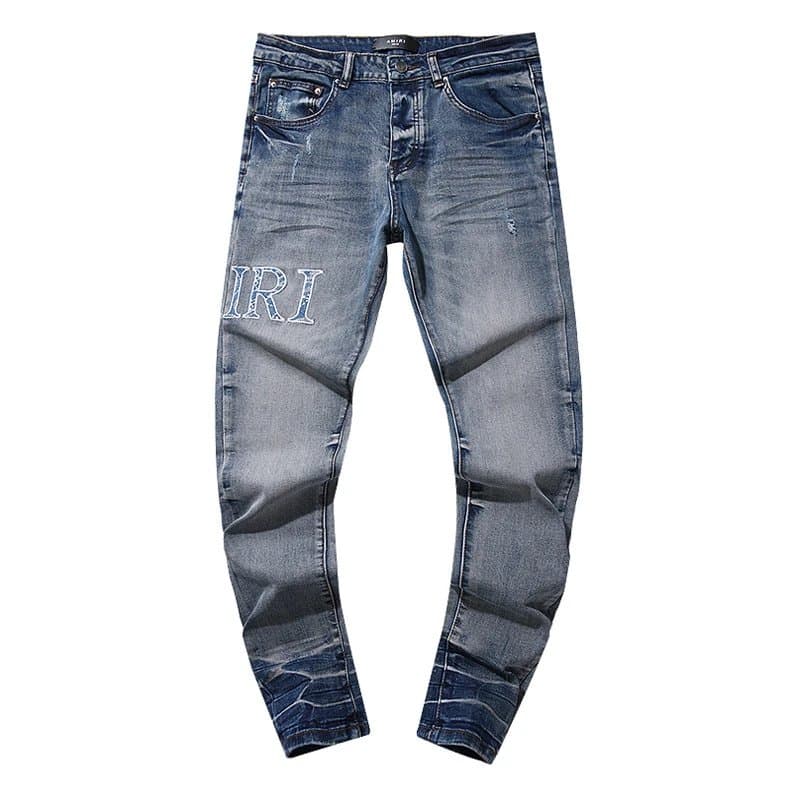 Amiri Distressed Jeans Logo Patch — AM305#