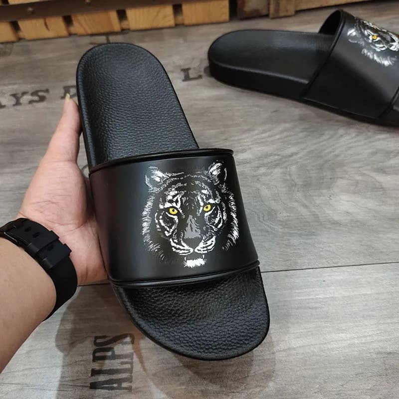Versace Tiger Slide Black with Tiger Print