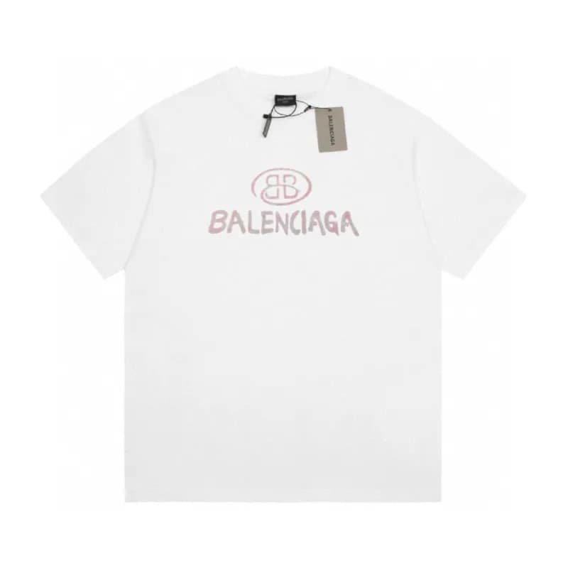 Balenciaga Logo Print T-Shirt Distressed White Logo — 白色F158