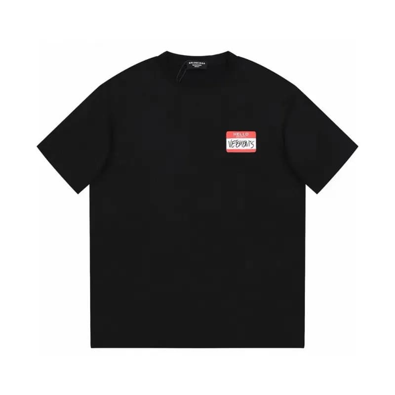 Balenciaga Logo Print T-Shirt Distressed White Logo — 黑色F131