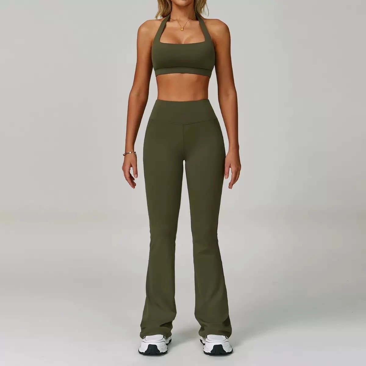 Lululemon High-Waisted Flared Leggings Olive Green