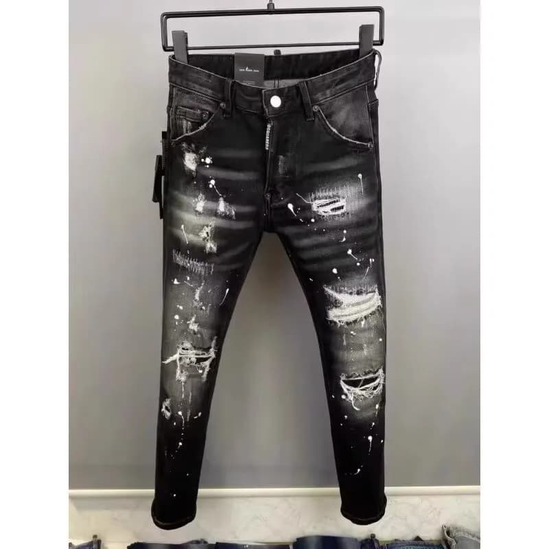 Diesel Slim Fit Jeans Silver Script Print — 黑灰色K02