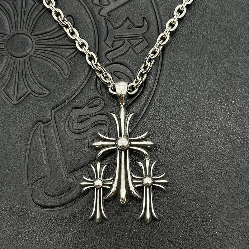 Chrome Hearts Triple Cross Pendant Sterling Silver