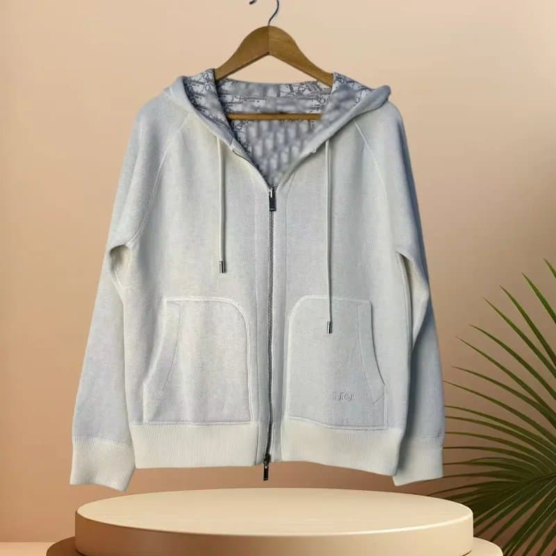 Dior Zip-Up Hoodie Oblique Print Lining
