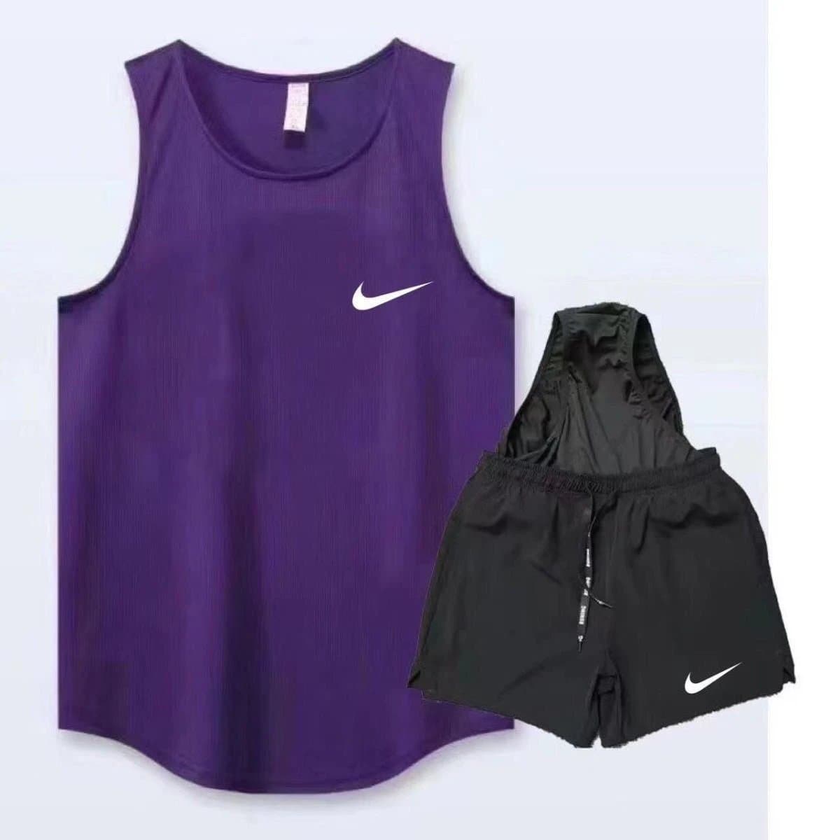 Nike Training Tank and Shorts Set Purple/Black