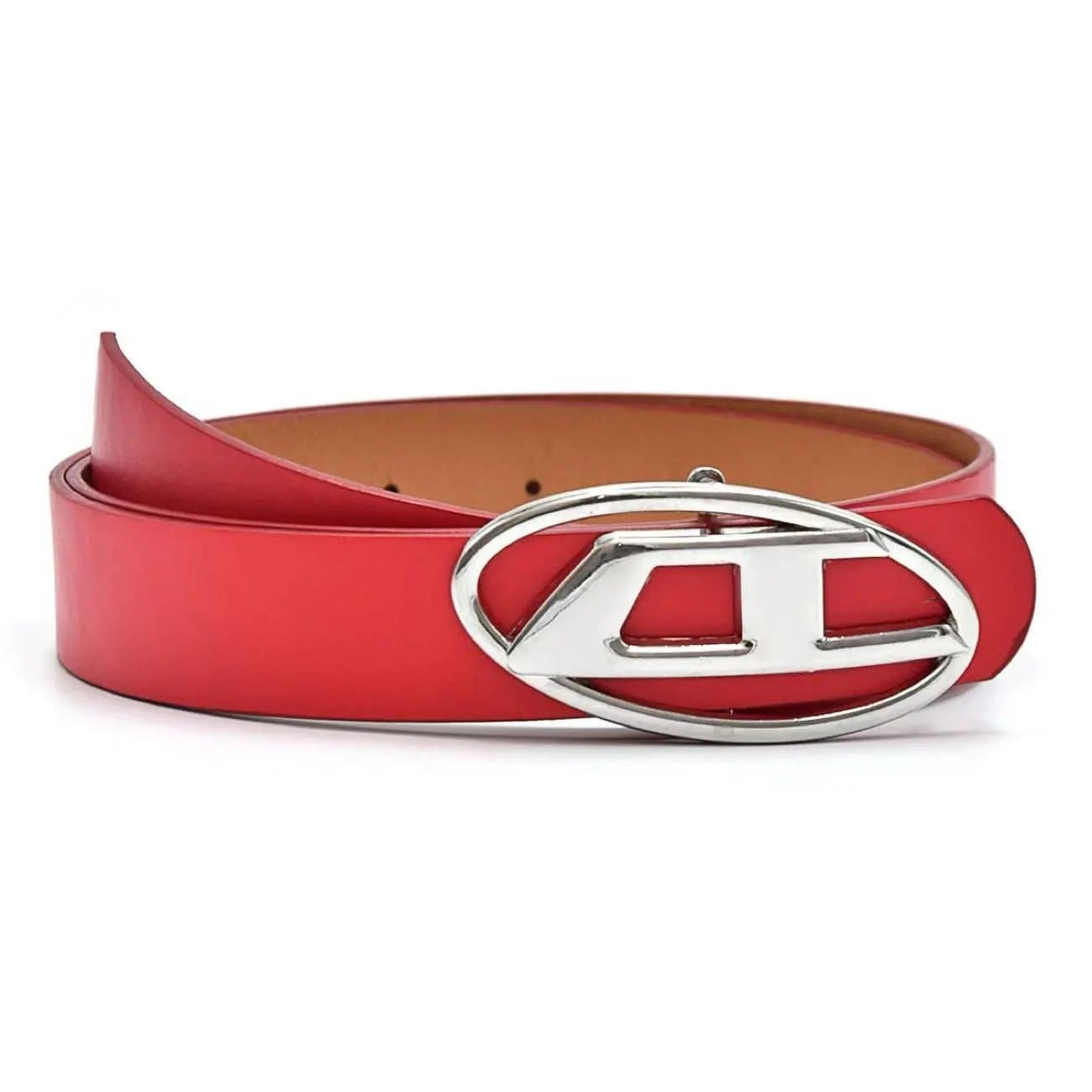 Diesel Logo Buckle Belt Metallic Logo