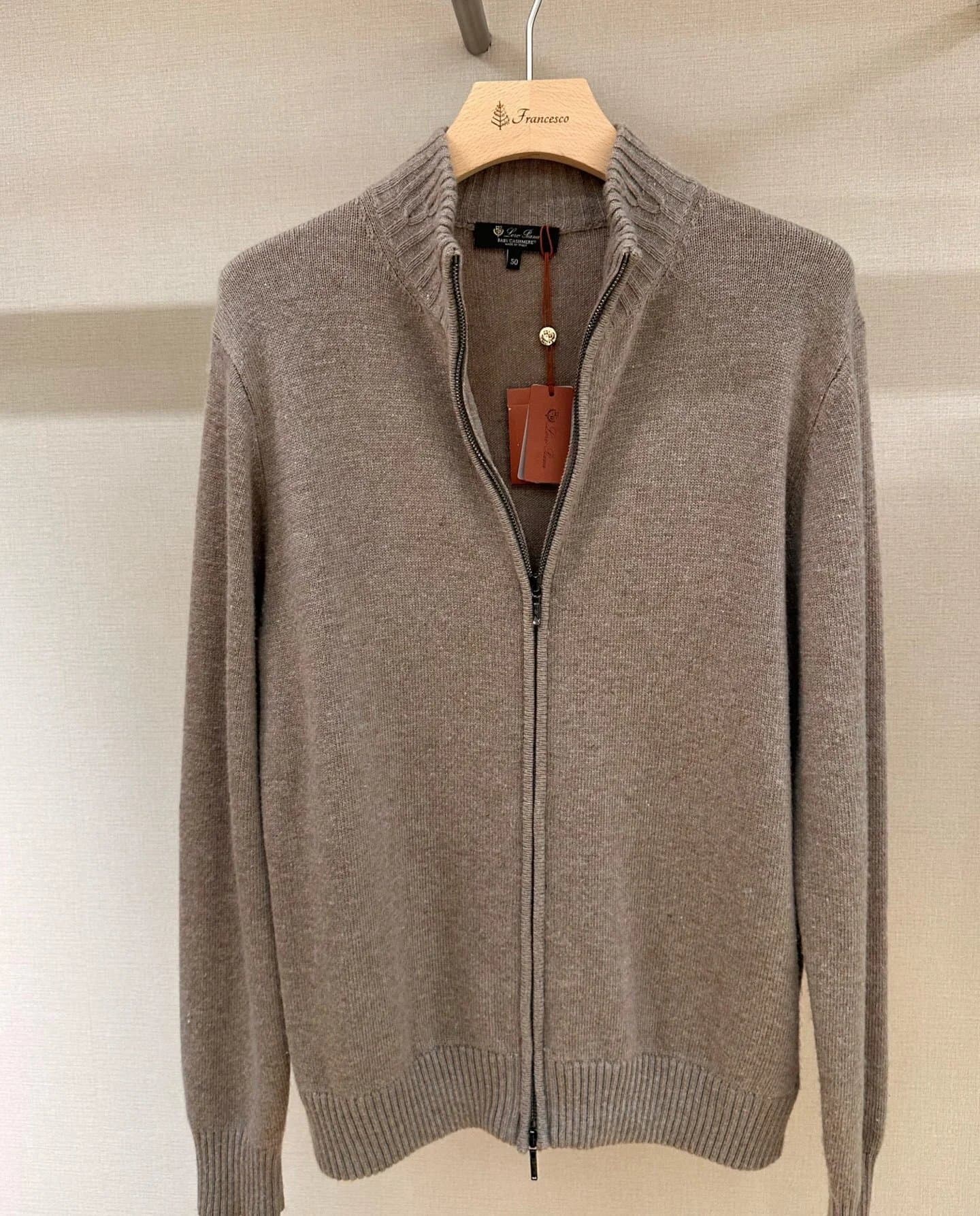 Loro Piana Zip-Up Knit Sweater Solid Black — 2
