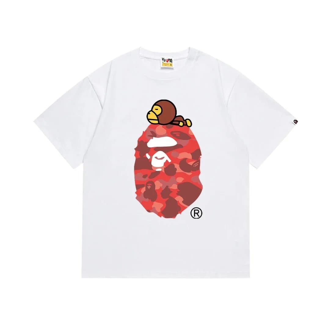 BAPE Ape Head Tee White Logo — 163白红