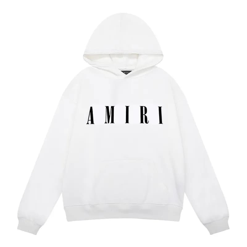 Amiri Hooded Sweatshirt Script Logo — 9201 white black