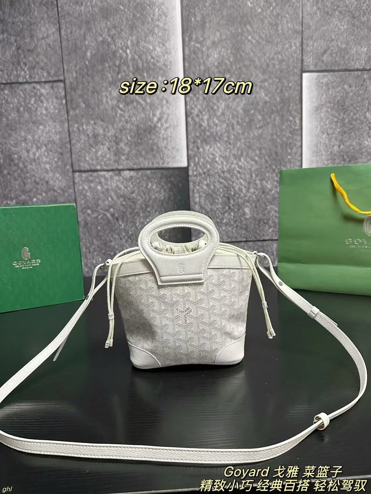 Goyard St. Louis Mini White Chevron Canvas