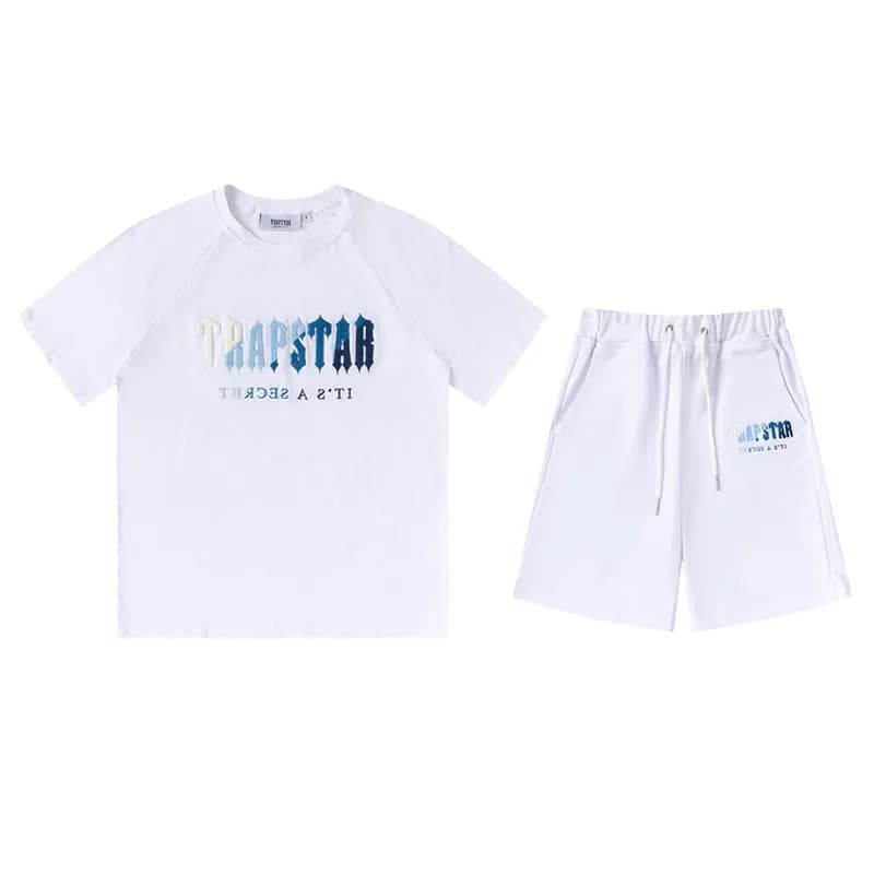 Trapstar Logo Tee & Shorts Set Arch Logo — P607白色套装