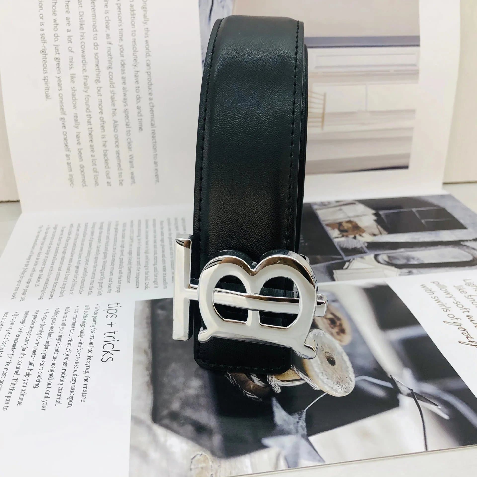 Burberry Monogram Buckle Belt Silver TB Logo