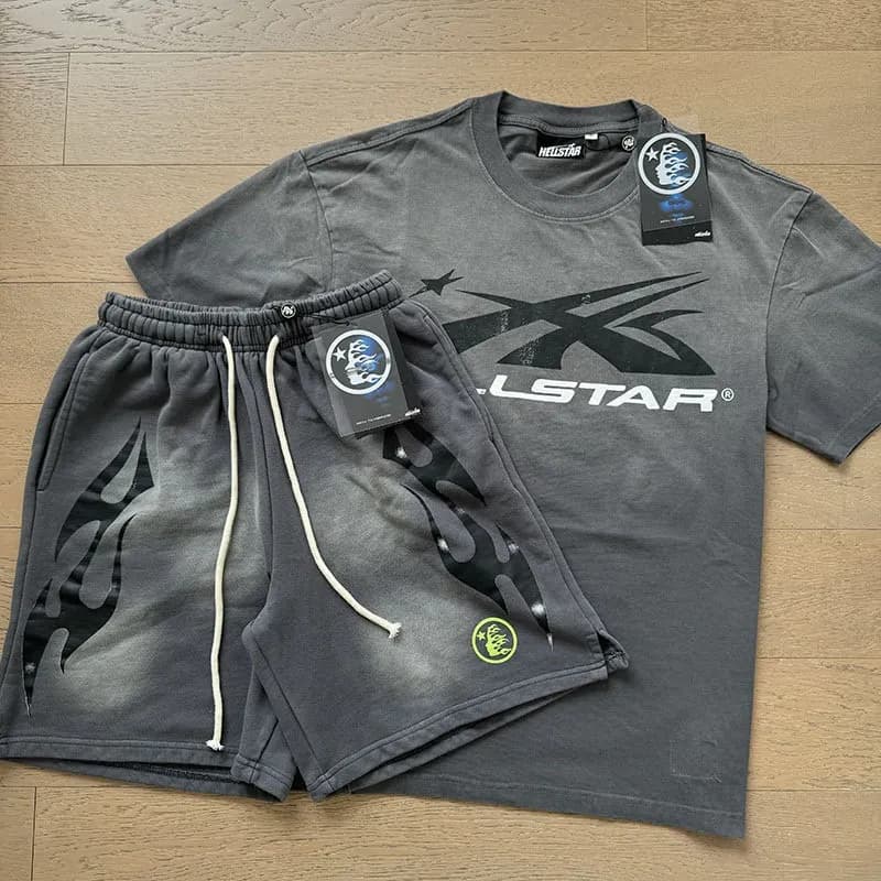 Hellstar Flame Graphic Set Washed Grey