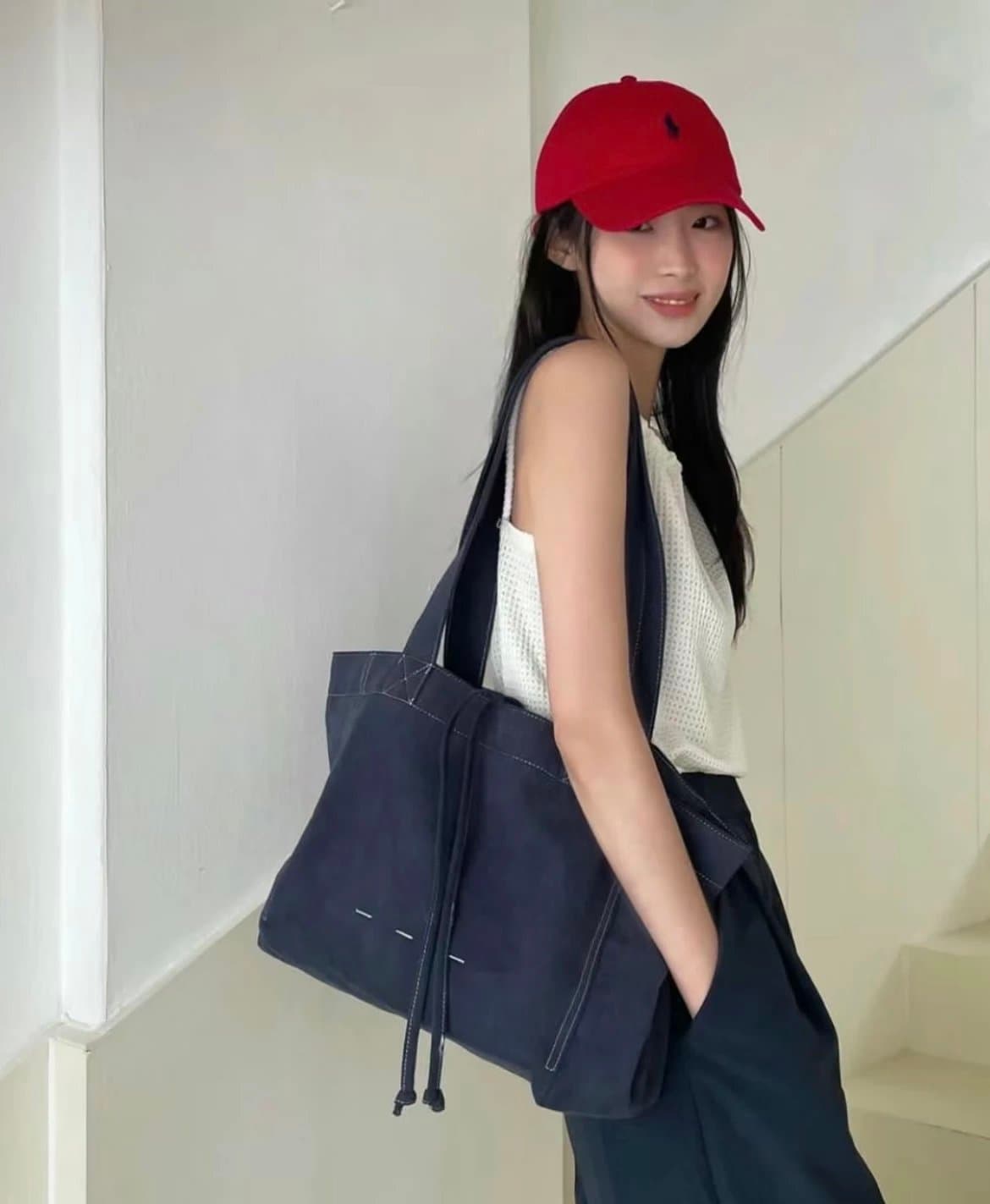 Polo Ralph Lauren Tote Bag Suede Drawstring