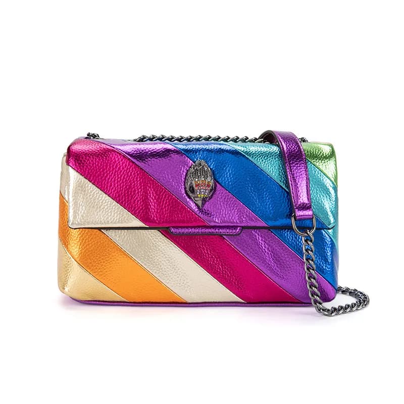 Alexander McQueen Zip Around Shoulder Bag Rainbow Stripe