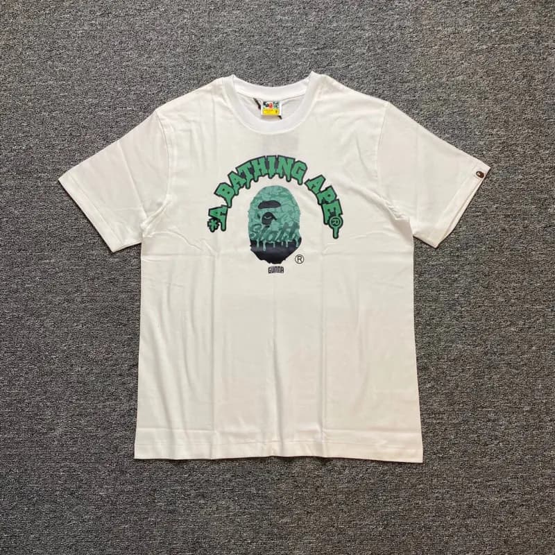 BAPE A Bathing Ape Tee College Logo — 51 白色