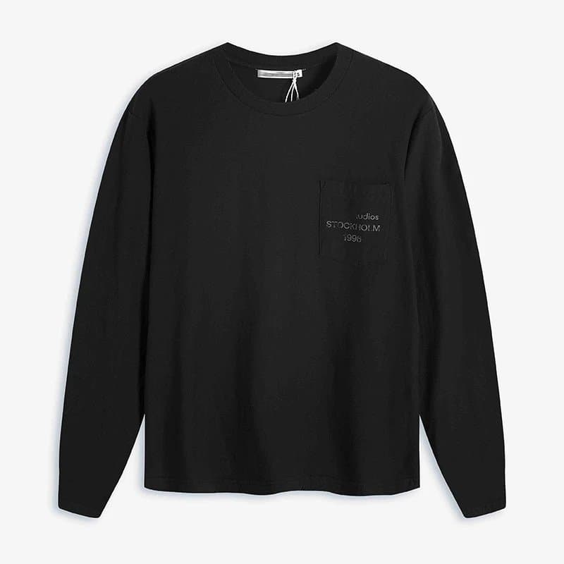 Acne Studios Long-Sleeve Tee Script Logo — 口袋黑色