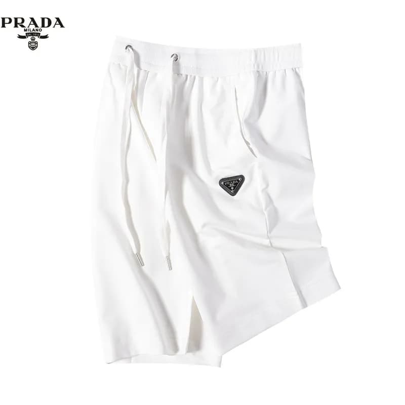 Prada Logo-Embellished Shorts Metallic Triangle Patch