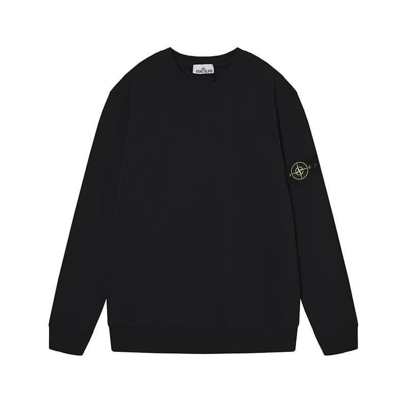Stone Island Cotton Sweatshirt Compass Patch — 黑色