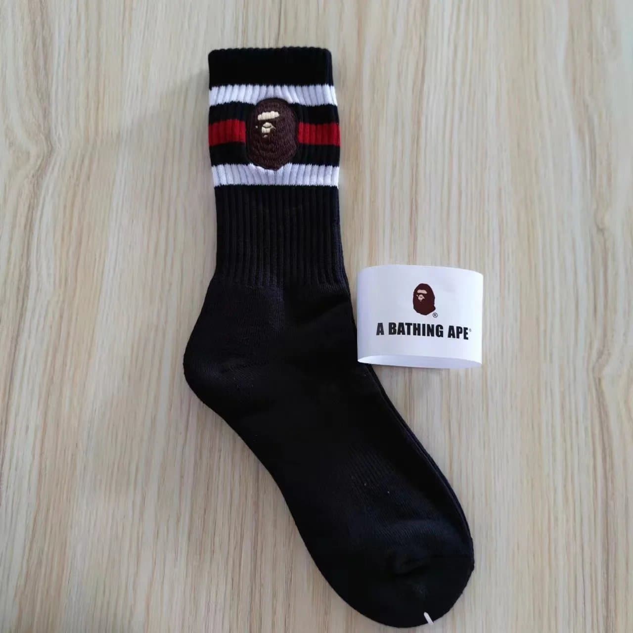 BAPE Crew Sock Ape Head Stripe