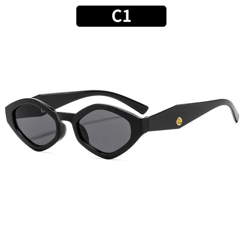 Cat-Eye Sunglasses Matte Black with Gold Accent