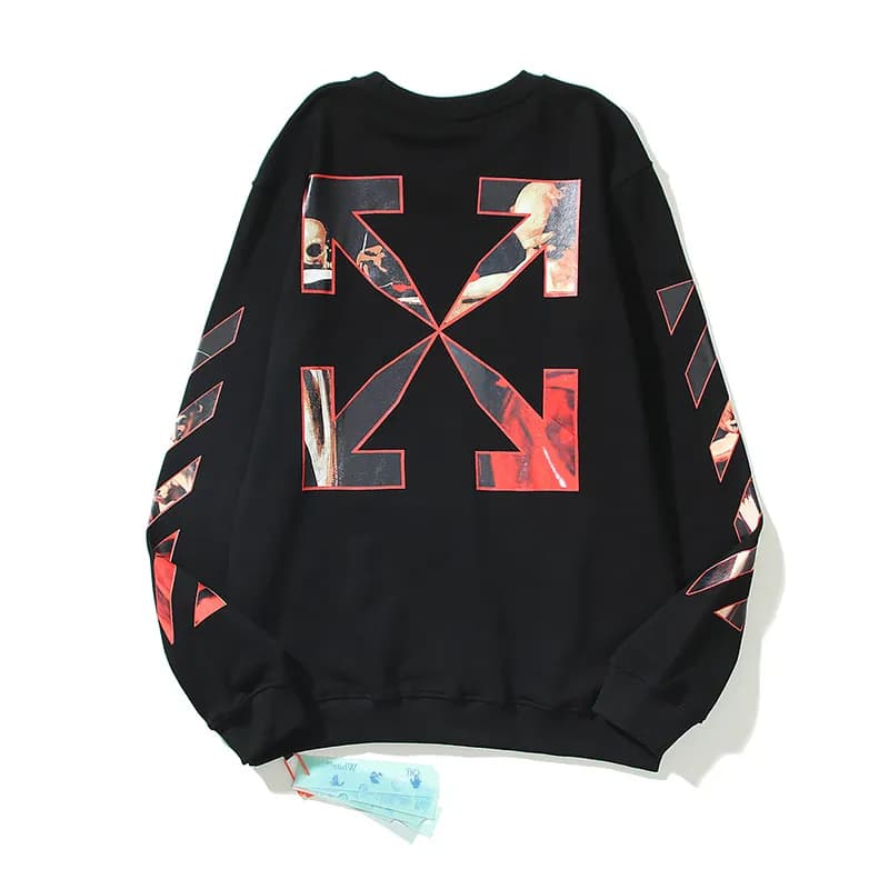 Off-White Cotton Sweatshirt Blue Arrow Print — 2061黑色