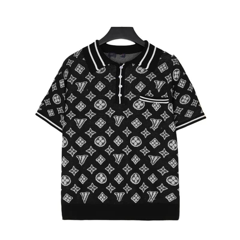 Louis Vuitton T-Shirt Off-White Collaboration — （翻领提花黑色）