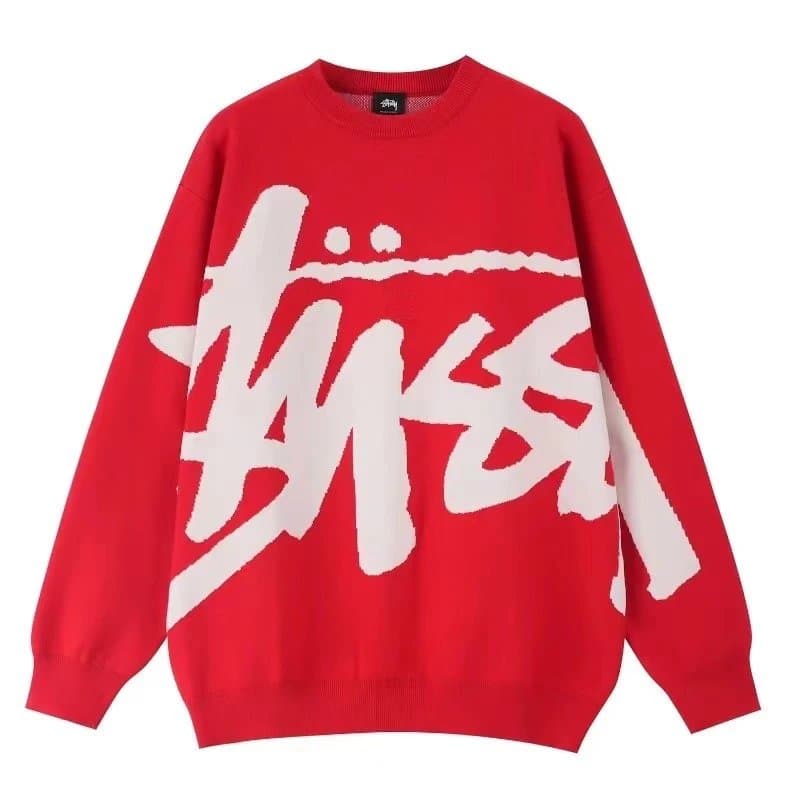 Stüssy Oversized Knit Sweater Logo Print