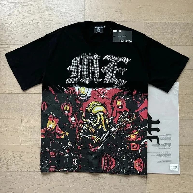 Mixed Emotion Graphic Tee Emotion Octopus Print