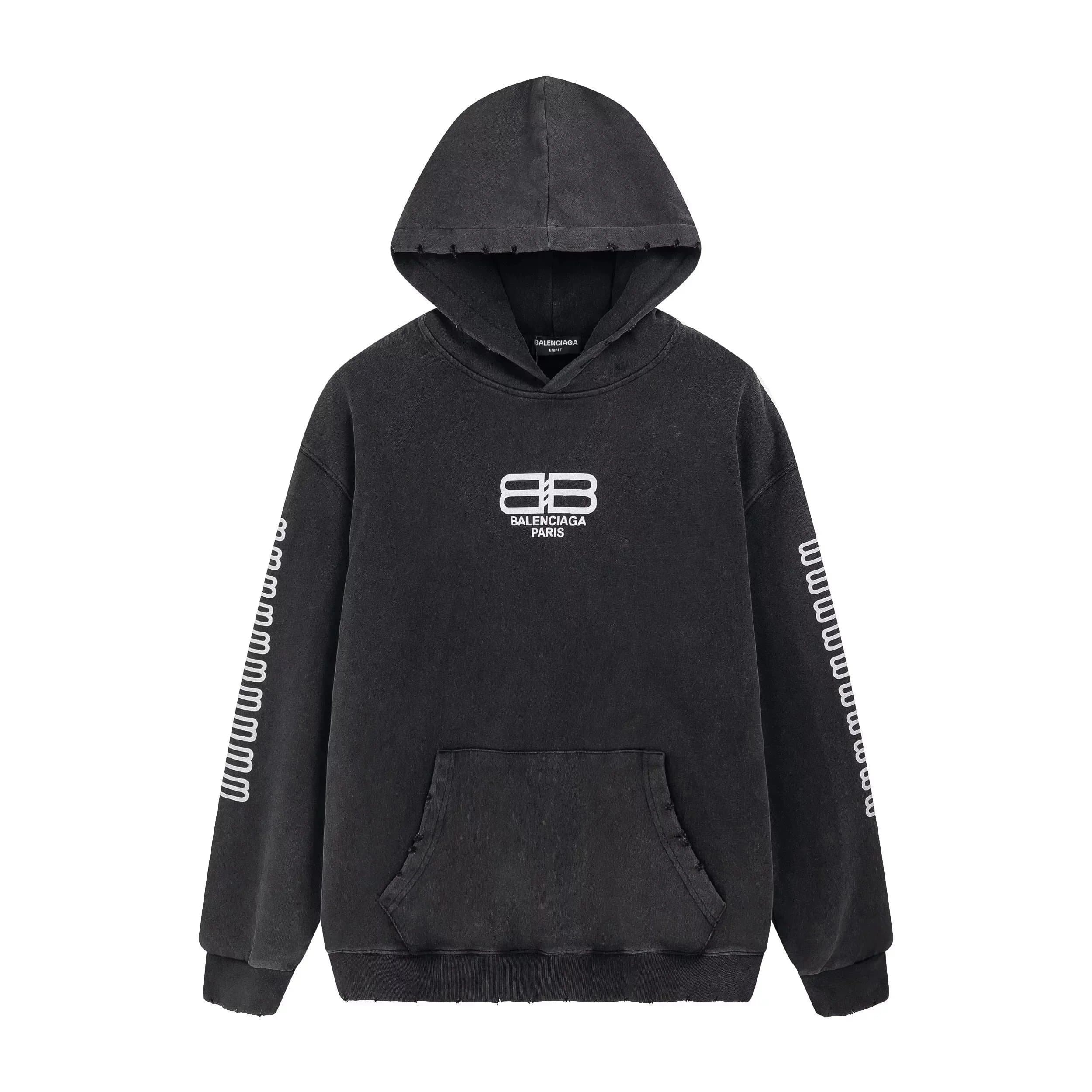 Balenciaga Hooded Sweatshirt Distressed Logo