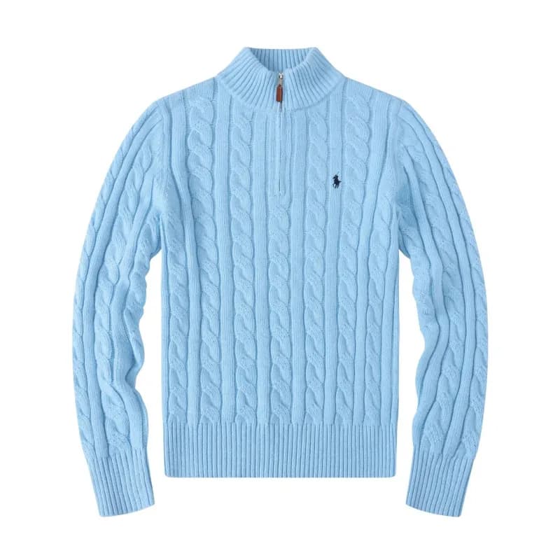 Polo Ralph Lauren Cable Knit Quarter-Zip Sweater Light Blue