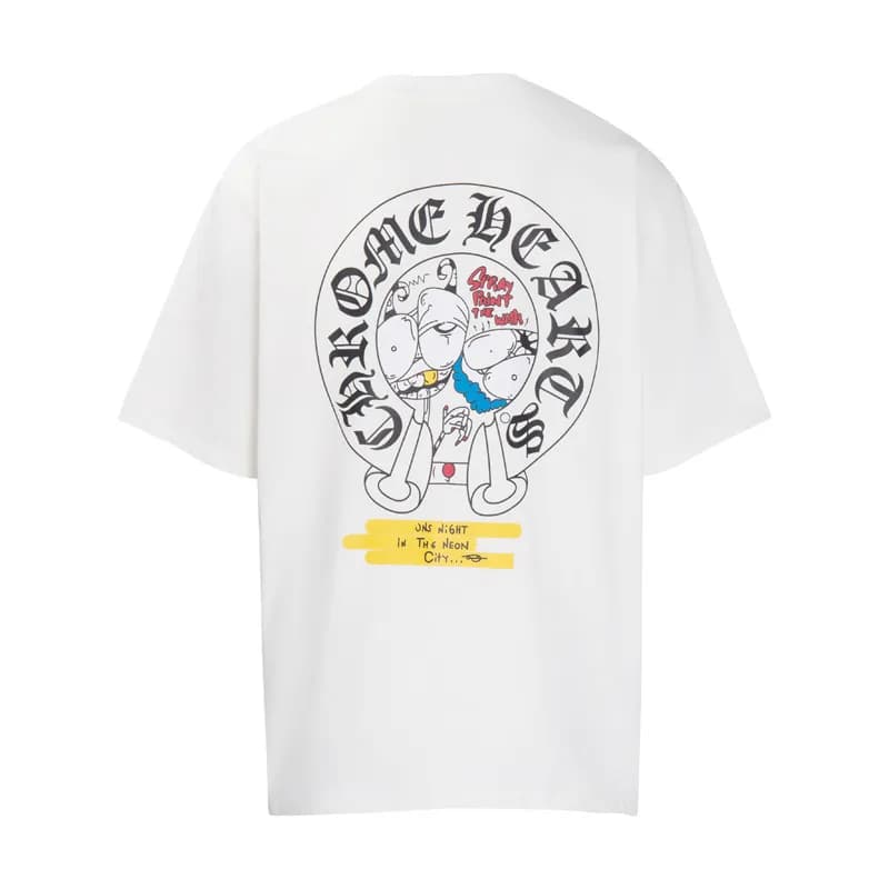 Chrome Hearts Graphic Tee Cross & Hearts Print — 6054白