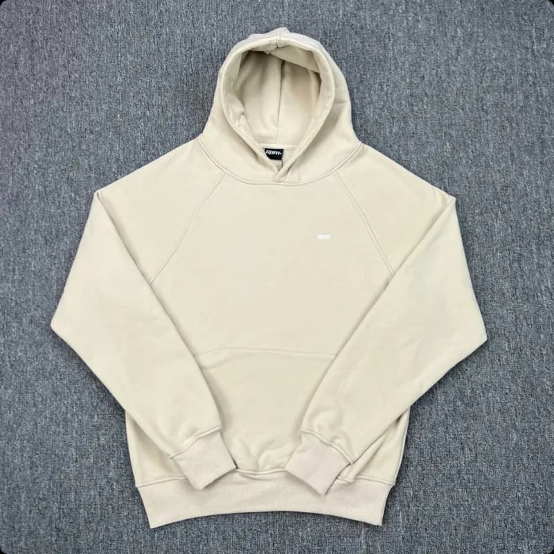 Corteiz Cropped Hoodie & Wide-leg Joggers Set White Script Logo — Apricot [top]