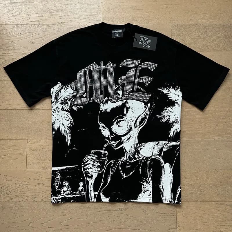 Mixed Emotion Short-Sleeve Button-Up Shirt Emotion Logo — X0010 black