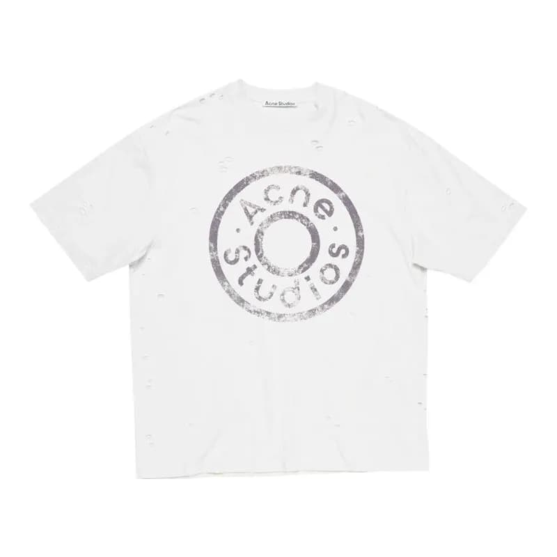 Acne Studios Distressed Logo T-Shirt Ripped Logo Print