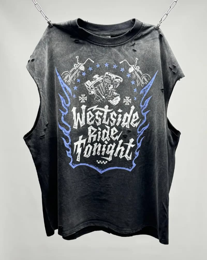 Saint Laurent Graphic Tee Distressed Print — 77829CH